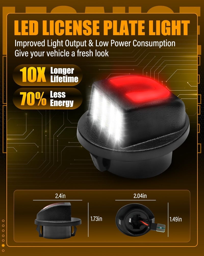 LESAUCE LED License Plate Lights Tag Lights Compatible with Ford F150 F250 F350 Super Duty Ranger Explorer Bronco Excursion Expedition, C-Shaped for Rear Parking Red Light, 6500K White, Pack of 2 - Image 3